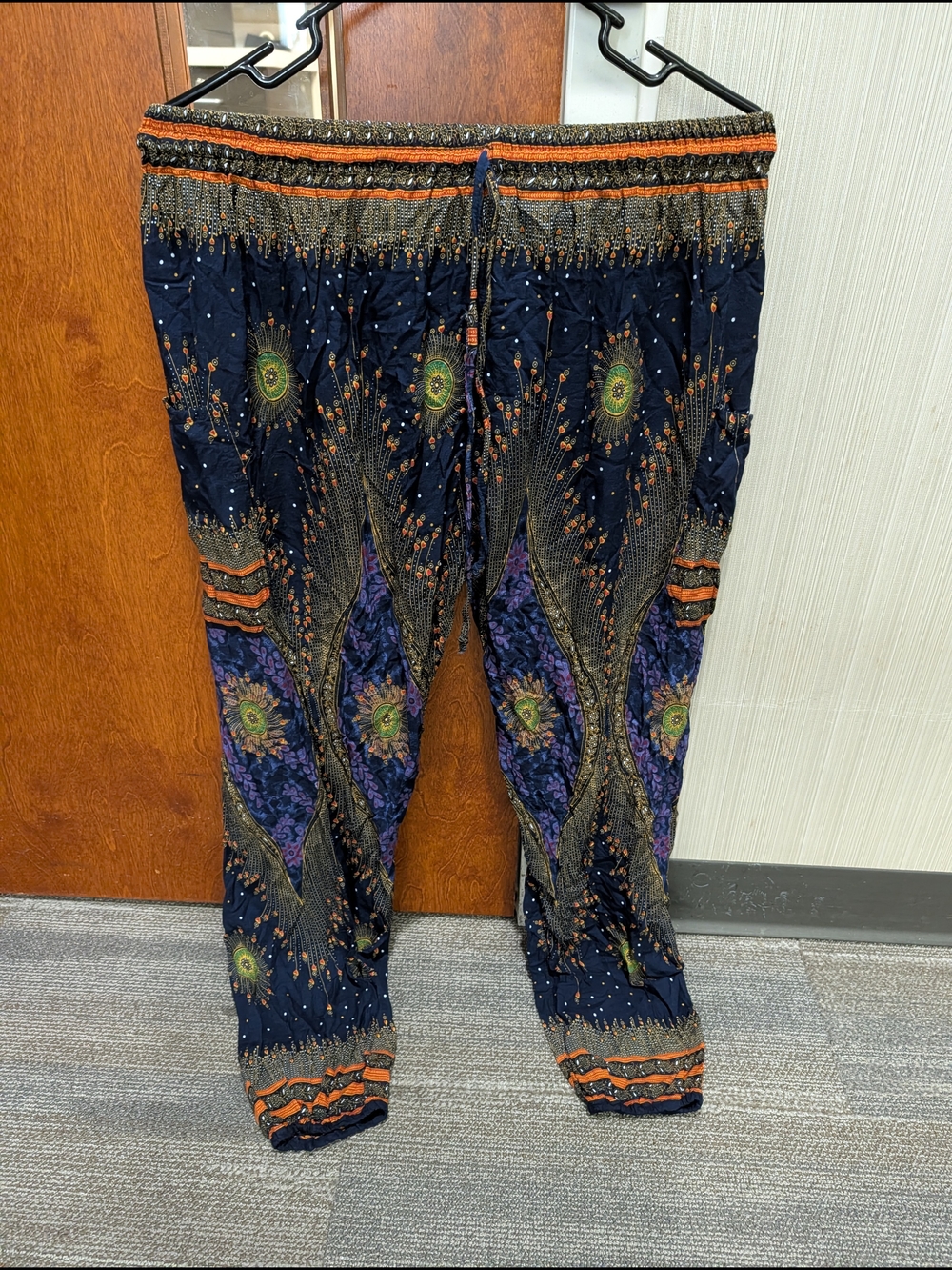Lanvin Navy Blue Purple Patterned Women's Pants